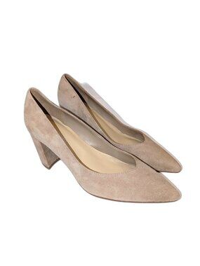 Marc Fisher | Neutral Suede Leather Heels Pointy Toe Block Heel Caitlin Size 6.5